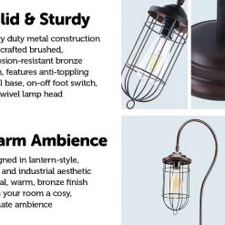 FactoryFast.com.au Industrial Floor Lamp With Adjustable Cage Shade In Bronze Finish