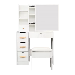 Palermo Dressing Table Makeup Table Stool Mirror Makeup Jewellery Organiser Cabinet Desk