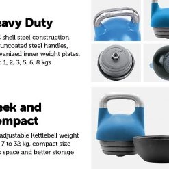 Randy & Travis Machinery Adjustable 32KG Kettlebell Weight Set Home Gym Sports & Fitness