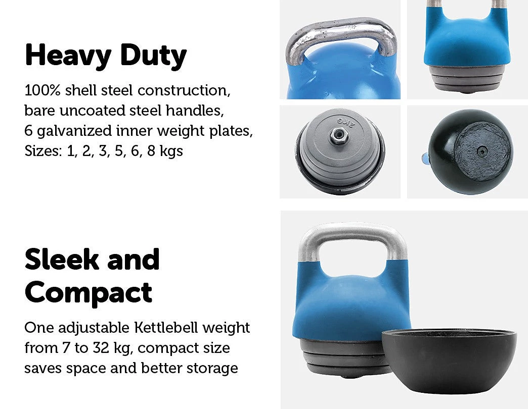 Randy & Travis Machinery Adjustable 32KG Kettlebell Weight Set Home Gym Sports & Fitness