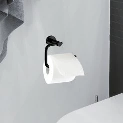 Della Francesca DIY & Renovation Classic Toilet Paper Holder Matte Black Finish