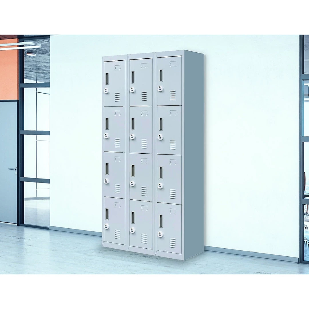 Salvatore Angelotti Grey 12-Door Locker For Office Gym Shed School Home Storage - 3-Digit Combination Lock