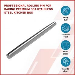 Randy & Travis Machinery Professional Rolling Pin For Baking Premium 304 Stainless Steel Kitchen Rod