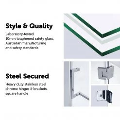 DIY & Renovation 90 X 100cm Frameless 10mm Glass Shower Screen By Della Francesca CHROME Hinges/Brackets And SQUARE Handle