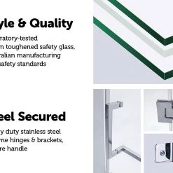 DIY & Renovation 1000 X 1000mm Frameless 10mm Glass Shower Screen By Della Francesca Chrome Hinges/Brackets And Square Handle