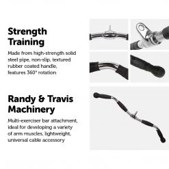 Randy & Travis Machinery Randy & Travis Rubber-Coated Revolving Curl Row Bar Attachment Sports & Fitness