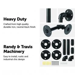 Randy & Travis Machinery Industrial Black Iron Pipe Bracket Wall Mounted Floating Shelf - Set Of 2 Furniture