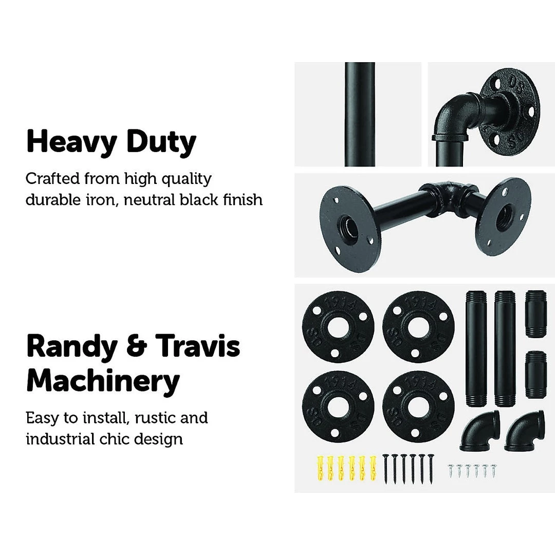 Randy & Travis Machinery Industrial Black Iron Pipe Bracket Wall Mounted Floating Shelf - Set Of 2 Furniture