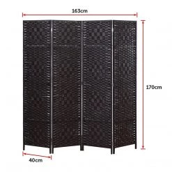 Palermo 4-Panel Room Divider Screen Privacy Rattan Dividers Stand Fold