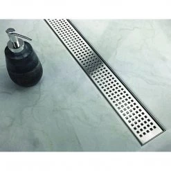 Della Francesca 100cm Bathroom Shower Stainless Steel Grate Drain W/ Centre Outlet Floor Waste DIY & Renovation