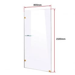 Della Francesca DIY & Renovation 80 X 210cm Frameless 10mm Safety Glass Shower Screen Gold Finish