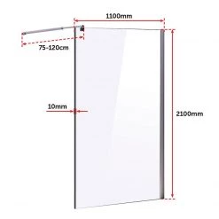 Della Francesca 110 X 210cm Frameless 10mm Safety Glass Shower Screen In Round CHROME