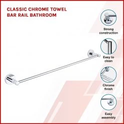 Della Francesca Classic Chrome Towel Bar Rail Bathroom