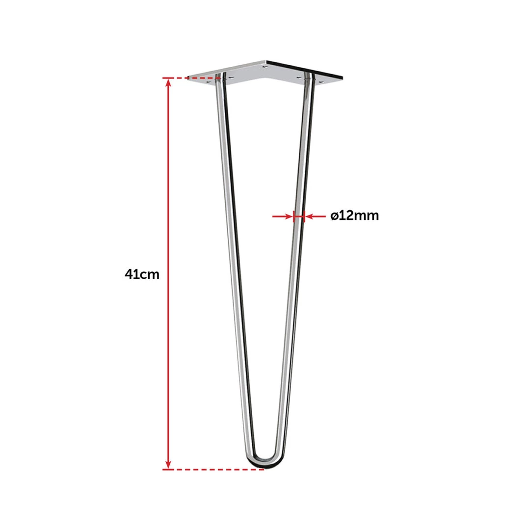 Della Francesca Furniture Set Of 4 Chrome Retro Hairpin Table Legs 12mm Steel Bench Desk - 41cm
