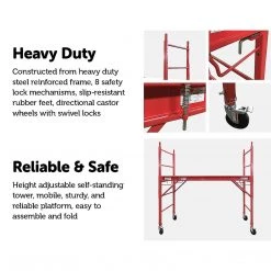 Randy & Travis Machinery Red Mobile Safety High Scaffold / Ladder Tool - 450kg DIY & Renovation