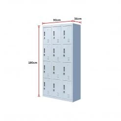 Salvatore Angelotti Grey 12-Door Locker For Office Gym Shed School Home Storage - Padlock-operated