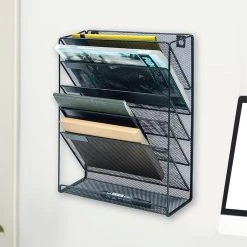 Randy & Travis Machinery Wall Mount 6 Pocket Hanging File Sorter Organizer Folder Holder Rack Storage Furniture