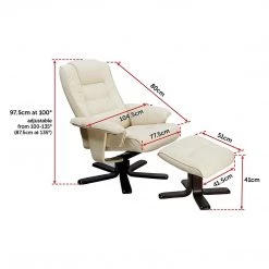 Palermo PU Leather Massage Chair Recliner Ottoman Lounge Remote - Cream