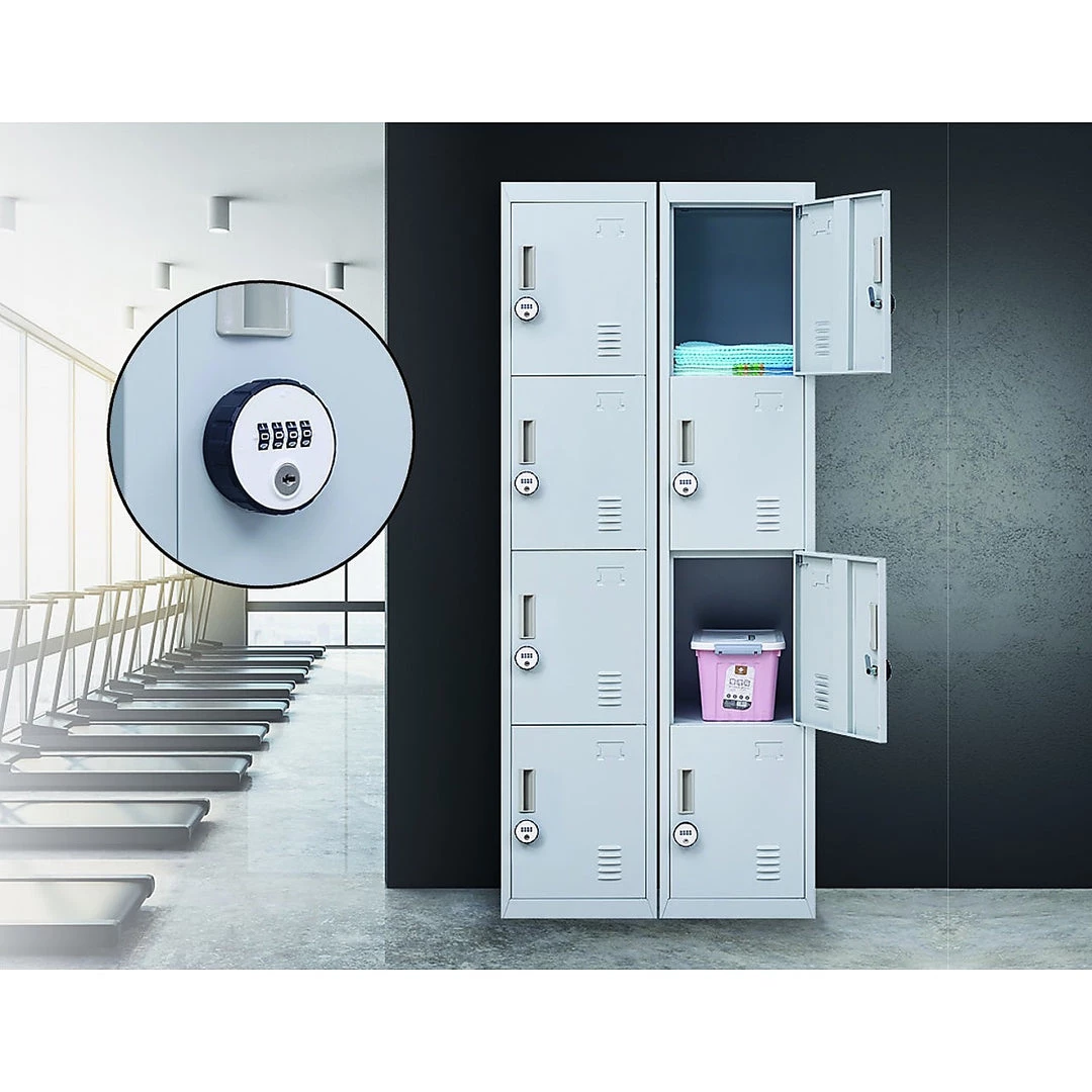 Salvatore Angelotti Grey 4-Door Locker For Office Gym Shed School Home Storage - 4-Digit Combination Lock