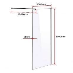 Della Francesca 100 X 200cm Frameless 10mm Safety Glass Shower Screen In Round Black DIY & Renovation