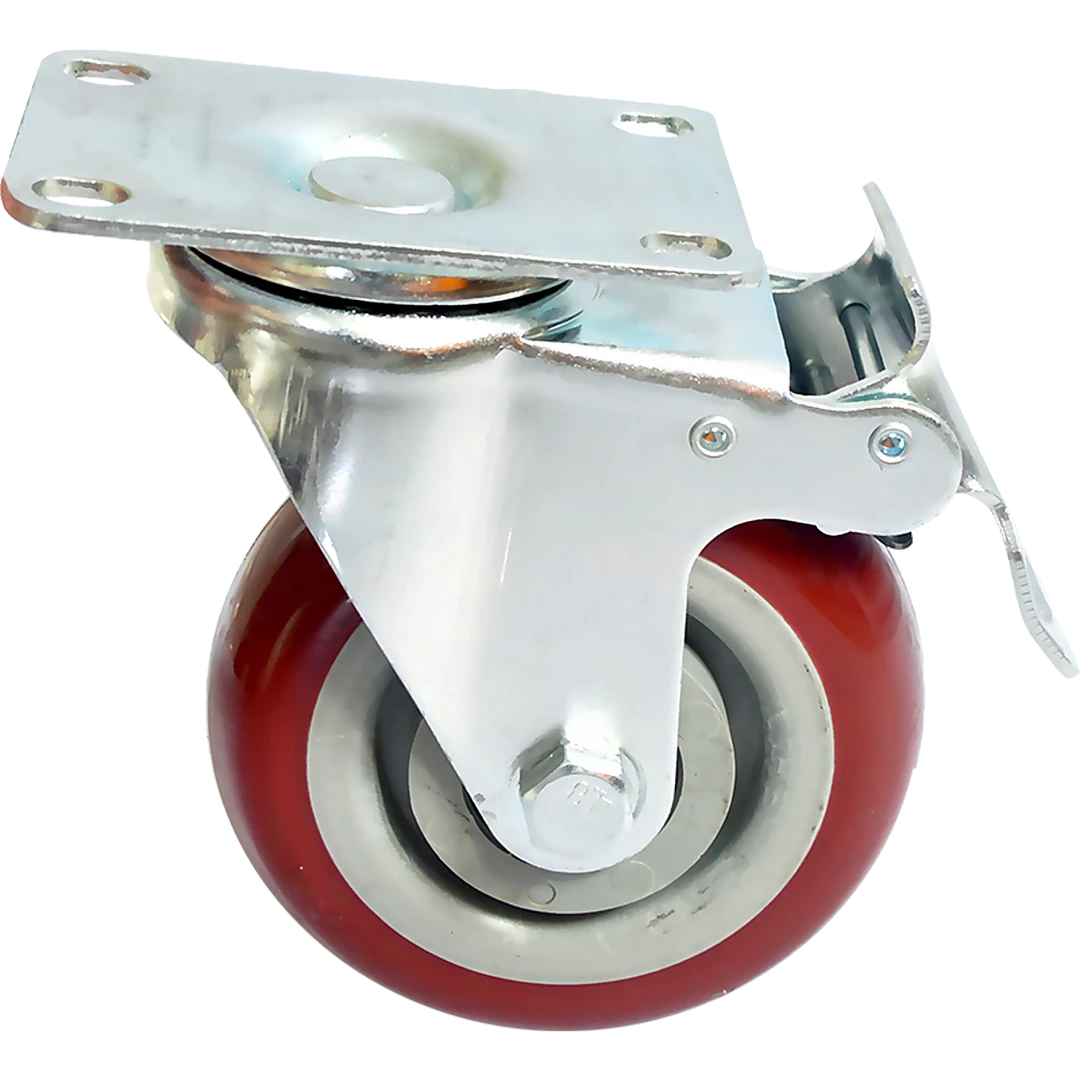Randy & Travis Machinery 4 X 4" Heavy Duty PU Swivel Castor Wheels With Brake