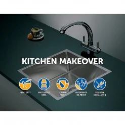 Brienz DIY & Renovation 490x440mm Stainless Steel Single Bowl Sink With Round Waste