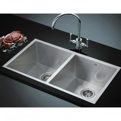 Brienz 820x457mm Handmade Stainless Steel Sink With Waste And Drain Plug - Undermount/Topmount DIY & Renovation