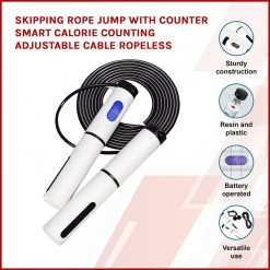 Randy & Travis Machinery Sports & Fitness Skipping Rope Jump With Counter Smart Calorie Counting Adjustable Cable Ropeless
