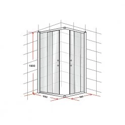 Della Francesca 1000 X 900mm Sliding Door Nano Safety Glass Shower Screen In Black DIY & Renovation