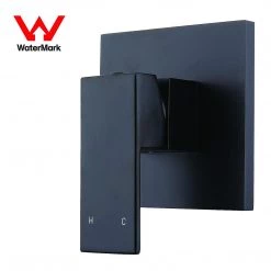 Della Francesca DIY & Renovation Polished Black Bathroom Shower Wall Mixer W/ WaterMark