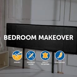 Palermo Furniture King Black PU Leather Bed Headboard Bedhead