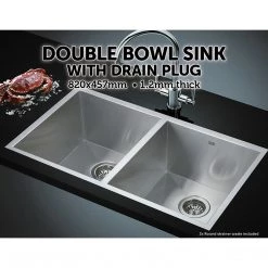 Brienz 820x457mm Handmade Stainless Steel Sink With Waste And Drain Plug - Undermount/Topmount DIY & Renovation