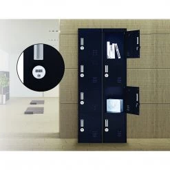 Salvatore Angelotti Black 4-Door Locker For Office Gym Shed School Home Storage - 4-Digit Combination Lock Furniture