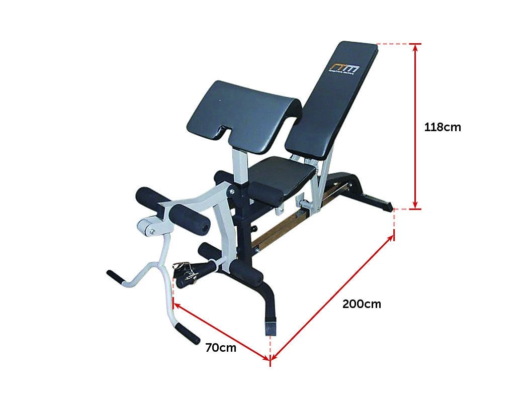 Randy & Travis Machinery FID Flat Incline Decline Bench Press W/ Leg Extension Sports & Fitness