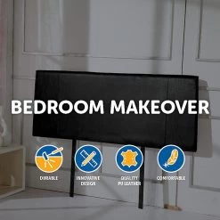 Palermo Queen Black PU Leather Bed Headboard Bedhead