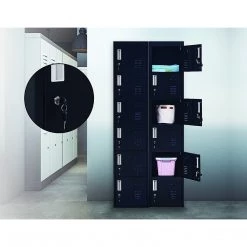 Salvatore Angelotti Black 6-Door Locker For Office Gym Shed School Home Storage - Standard Lock With 2 Keys Furniture