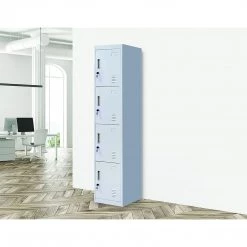 Salvatore Angelotti Furniture Grey 4-Door Locker For Office Gym Shed School Home Storage - Standard Lock With 2 Keys