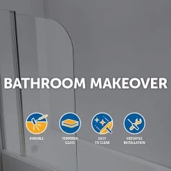 180° CHROME Pivot Door 6mm Safety Glass Bath Shower Screen By Della Francesca - 120 X 140cm