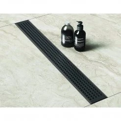 Della Francesca 80cm Bathroom Shower Black Grate Drain W/ Centre Outlet Floor Waste