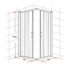Della Francesca 800 X 800mm Sliding Door Nano Safety Glass Shower Screen In CHROME DIY & Renovation