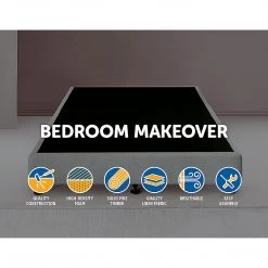 Furniture Palermo King Single Ensemble Bed Base Platinum Light Grey Linen Fabric