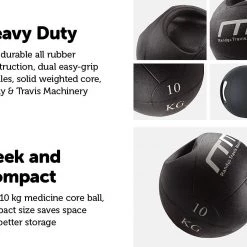 Randy & Travis Machinery 10kg Double-Handled Rubber Medicine Core Ball Sports & Fitness