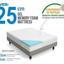 Palermo Furniture Single 25cm Gel Memory Foam Mattress Dual-Layered - CertiPUR-US