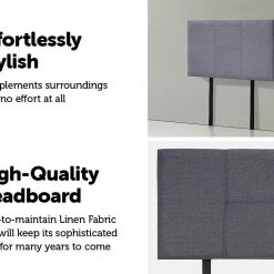 Palermo Single Grey Linen Fabric Bed Headboard Bedhead