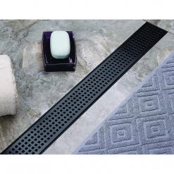 Della Francesca DIY & Renovation 90cm Bathroom Shower Black Grate Drain W/ Centre Outlet Floor Waste