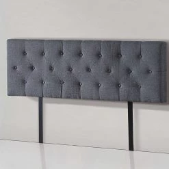 Palermo Queen Linen Fabric Deluxe Headboard Bedhead In Grey Furniture