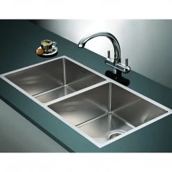 Brienz DIY & Renovation 1.2mm Handmade Double Stainless Steel Sink With Waste - 865x440mm