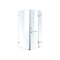 90 X 70cm Frameless 10mm Glass Shower Screen By Della Francesca CHROME Hinges/Brackets And ROUND Handle