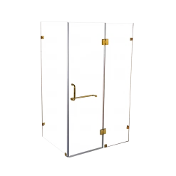 110 X 90cm Frameless 10mm Glass Shower Screen By Della Francesca GOLD Hinges/Brackets And ROUND Handle DIY & Renovation