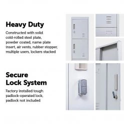 Salvatore Angelotti Furniture Grey 4-Door Locker For Office Gym Shed School Home Storage - Padlock-operated